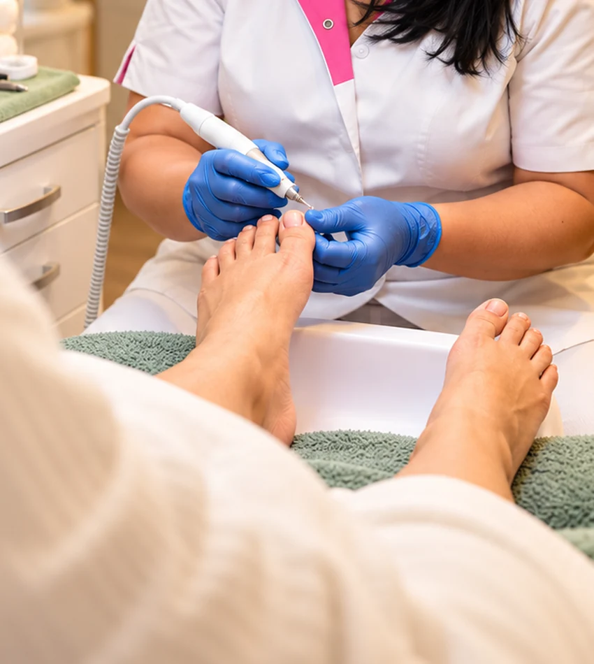 Verzorgende pedicurebehandeling, illustratieve close-up